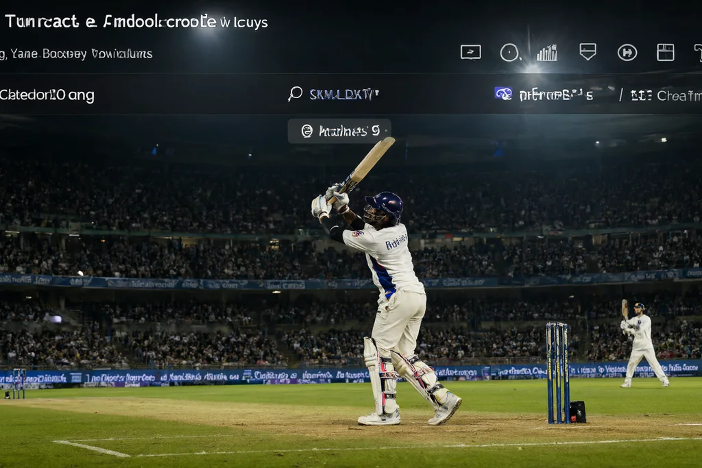 Printed cricket statistics and a pen on a desk beside a laptop