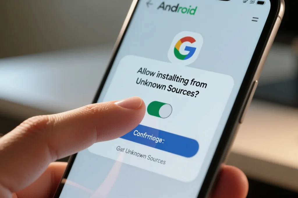 Phone settings menu with a security option highlighted