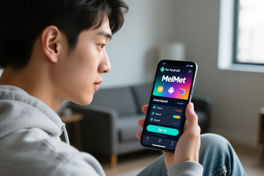 Person installing a mobile betting application on an Android phone