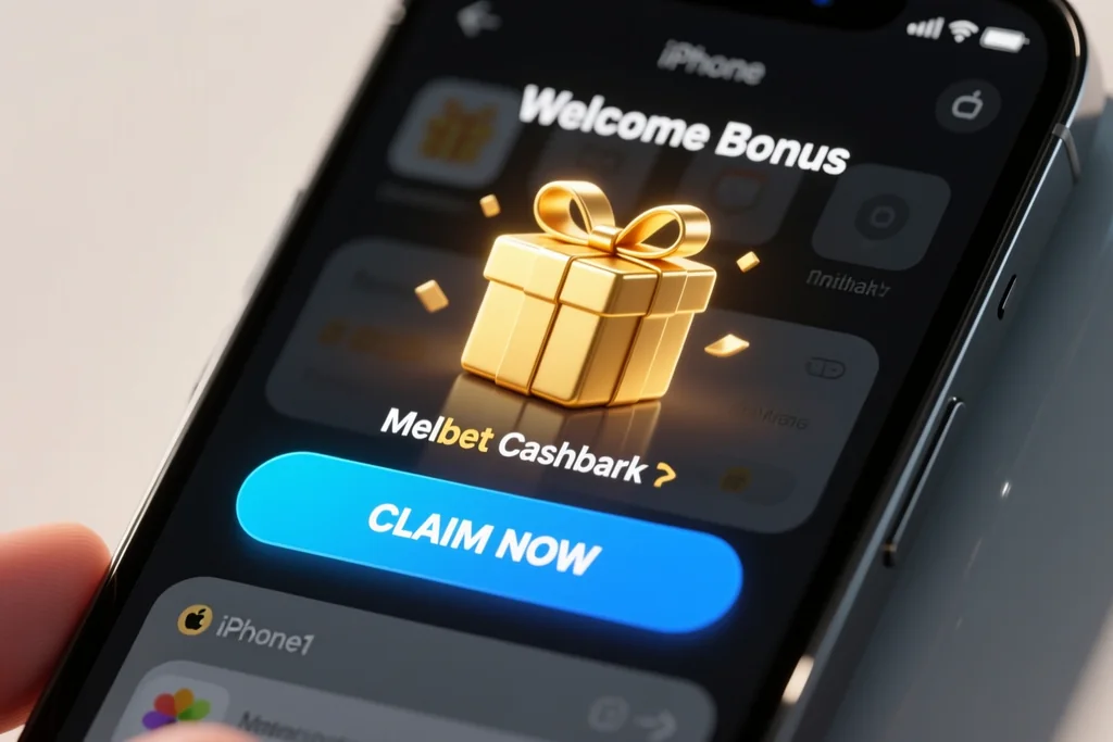 Phone displaying a cashback promotion screen in a betting app