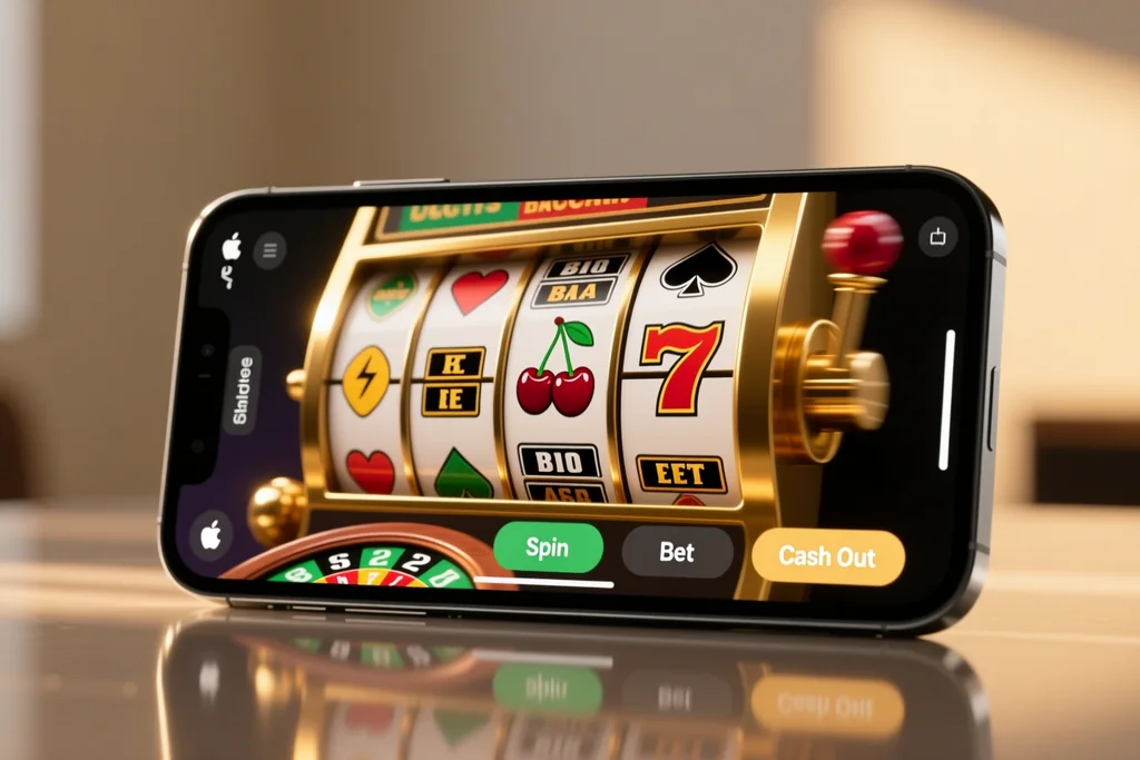 Casino table with a roulette wheel and a spread deck of cards